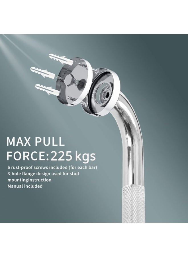 WALALLA 2Pack 304 Stainless Steel Shower Grab Bar - 40cm Anti-Slip Safety Rail for Elderly & Pregnancy Support | Heavy Duty Bathroom Handrail with Secure Mounting (Grid Pattern) - Image 4